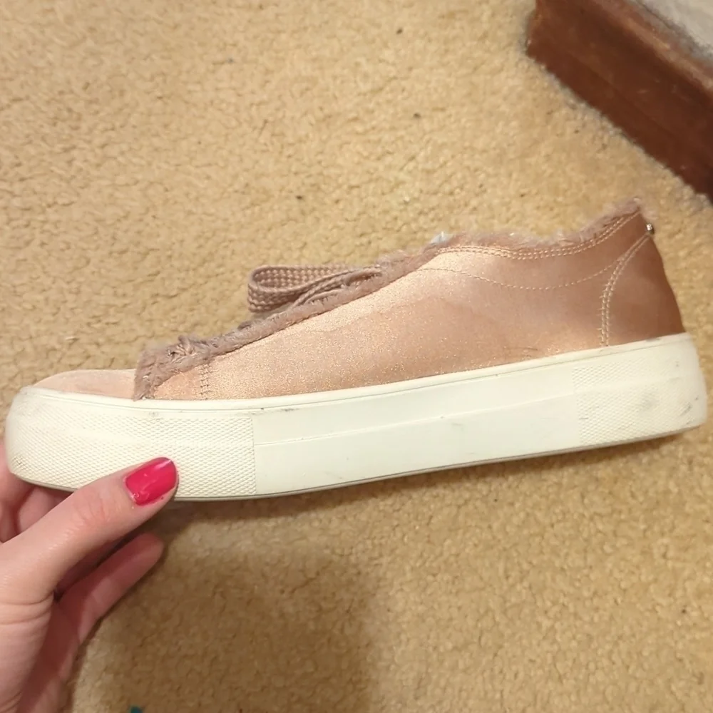 Steve Madden Greyla Satin Pink Platform Sneakers Size 7.5